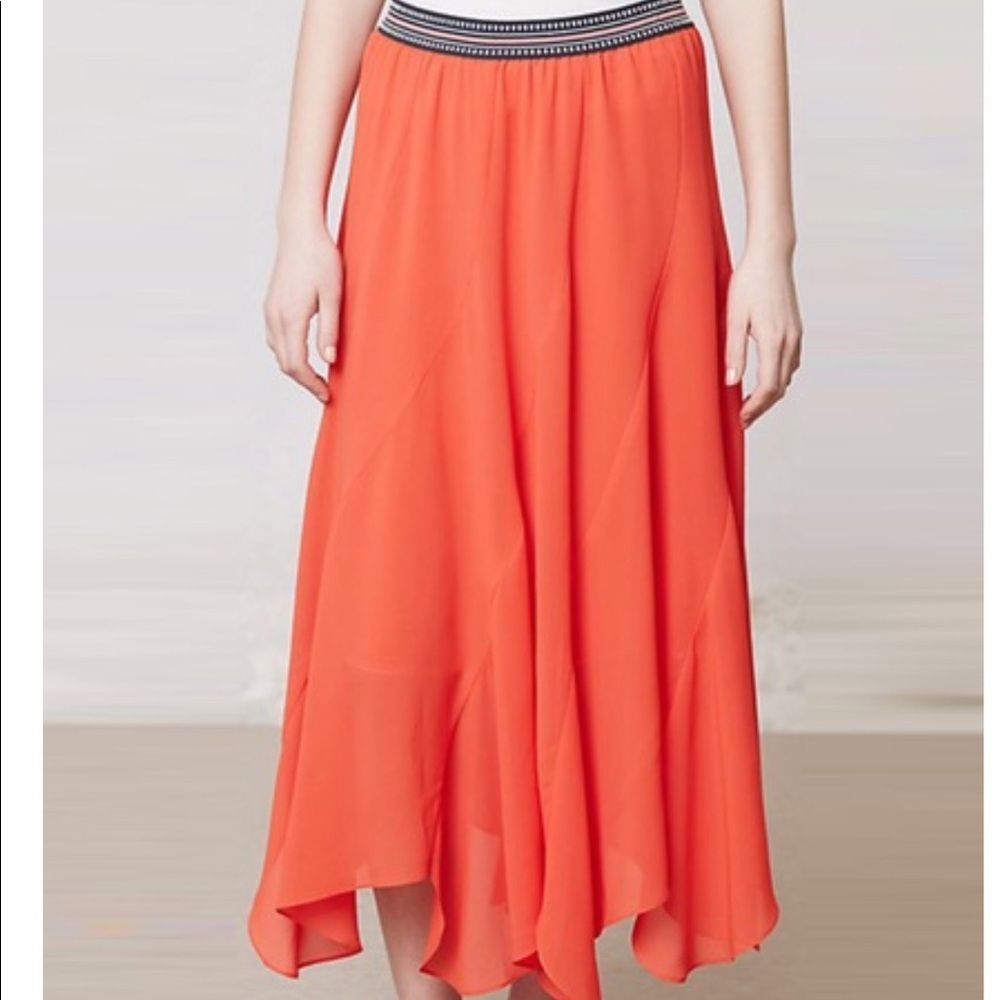 Vanessa Virginia Anthropologie Coral Asymmetrical Maxi Skirt XS